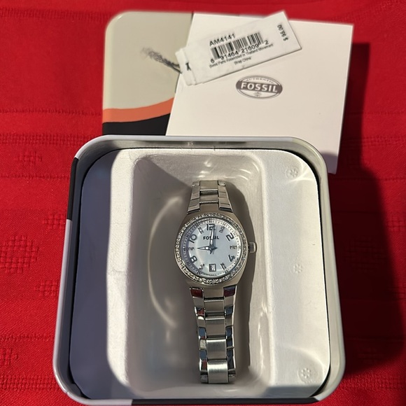 FOSSIL WATCH GLITZ BEZEL SILVER BRACELET BAND - Picture 10 of 11